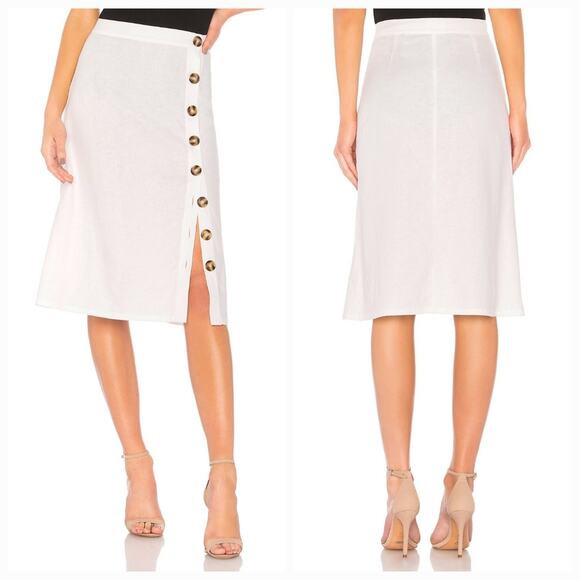 LPA Button Up Midi Skirt in White Small